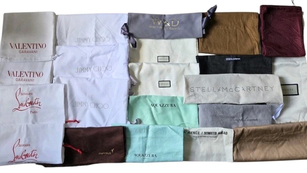 Lot Of 20 Designer Dust Bags Gucci Valentino Jimmy Choo Louboutin McCartney D&G
